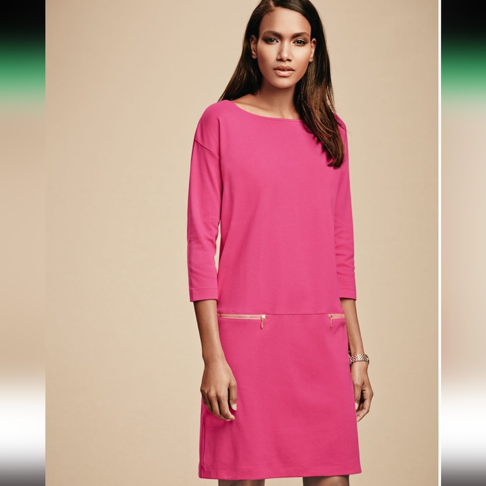 NWT Joan Vass Zipper Delta Pink.Dress